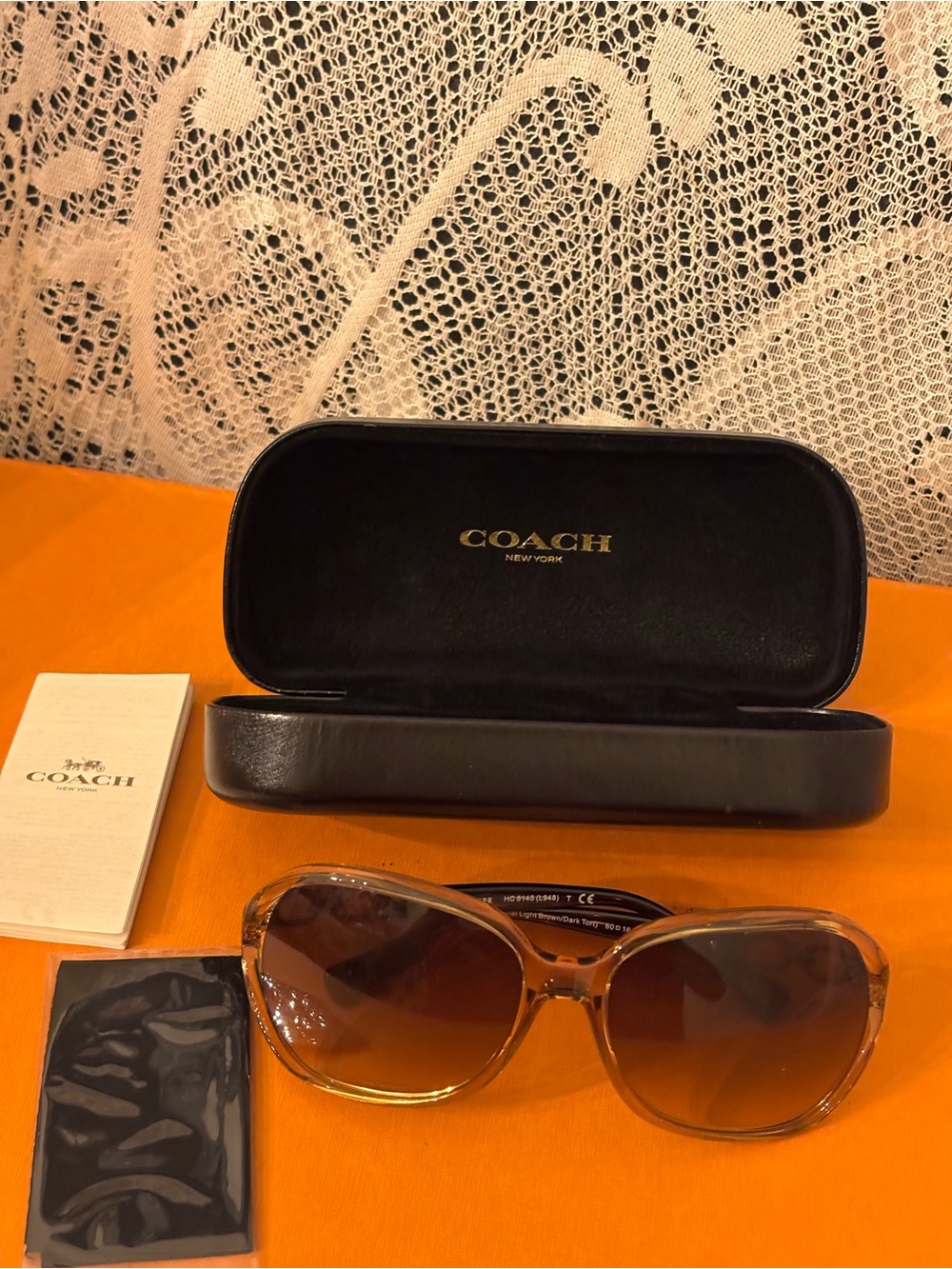NIB Coach Translucent Brown Frame Sunglasses with Brown Lenses